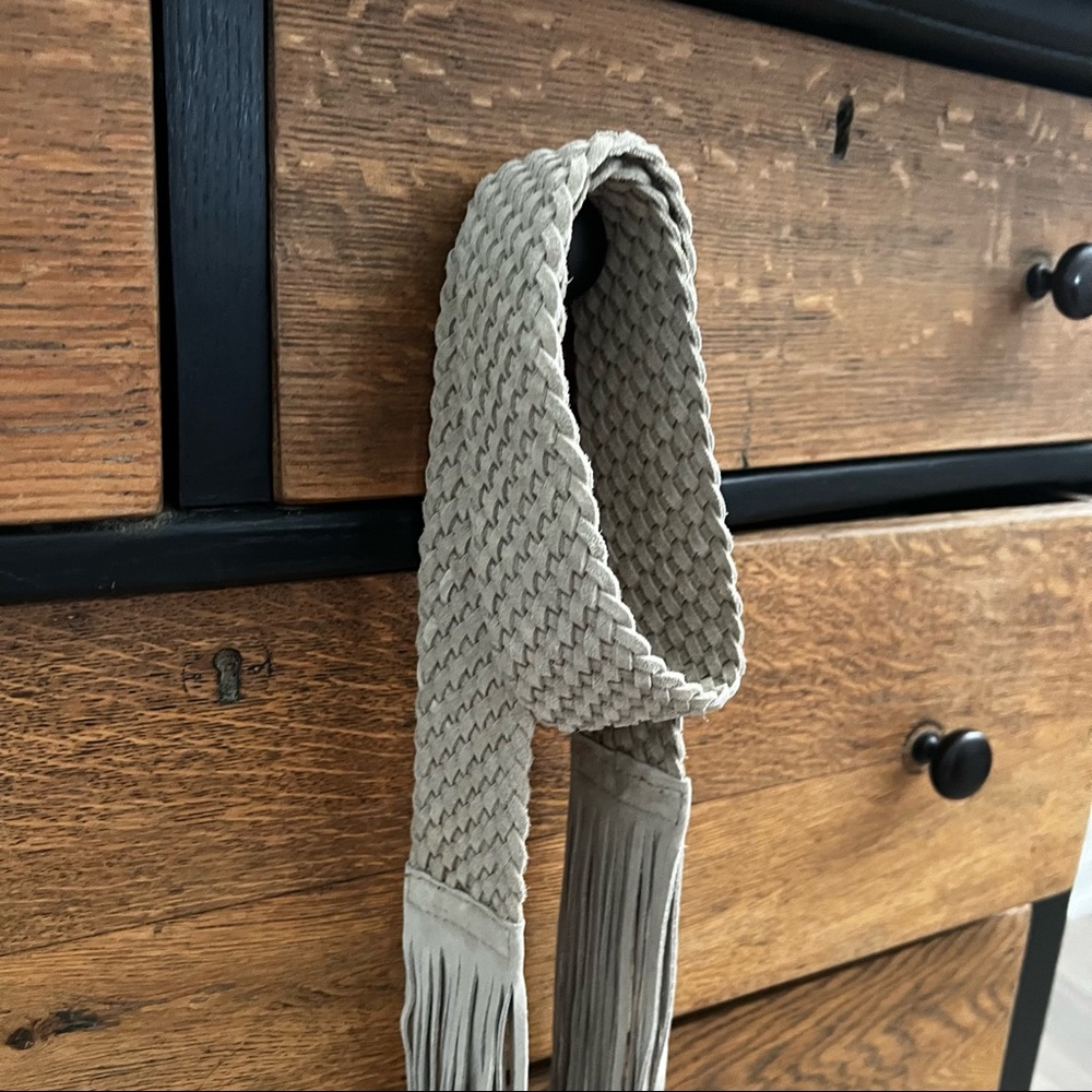 Suede Woven Fringe Sash